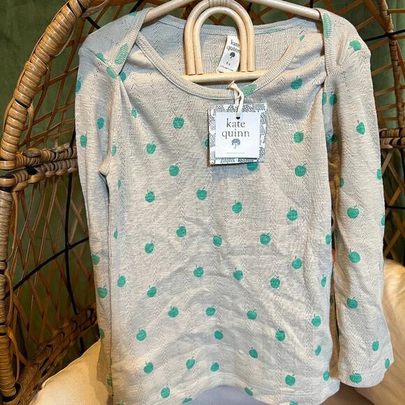 kate quinn Other - NWT Kate Quinn Pointelle Apple Shirt Organic Cotton Size 6Y